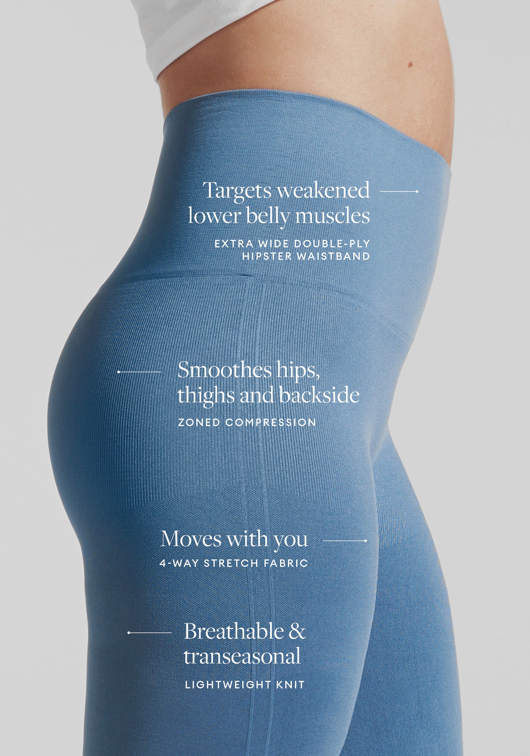 Suave Leggings Womens Medium Blue Revolutionary Tummy Control Stretch Pants
