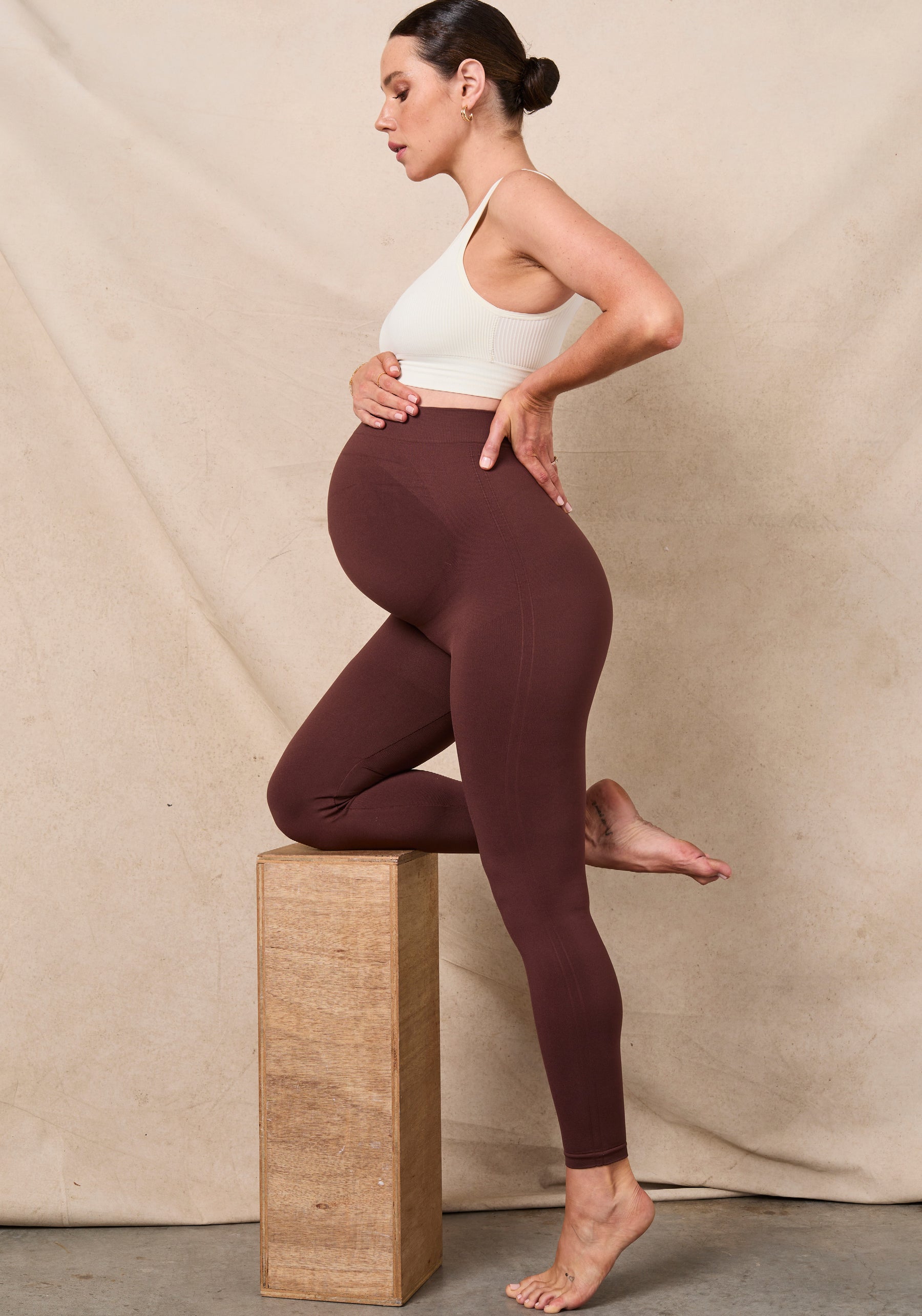 BLANQI® Everyday™ Maternity Belly Support Leggings - Soft Fawn / Medium