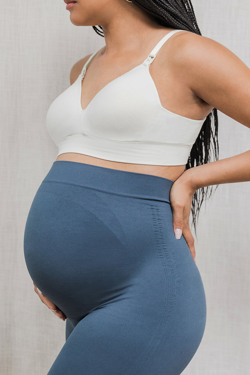 Blanqi Everyday Maternity Belly Support Crop Leggings - Oil Blue