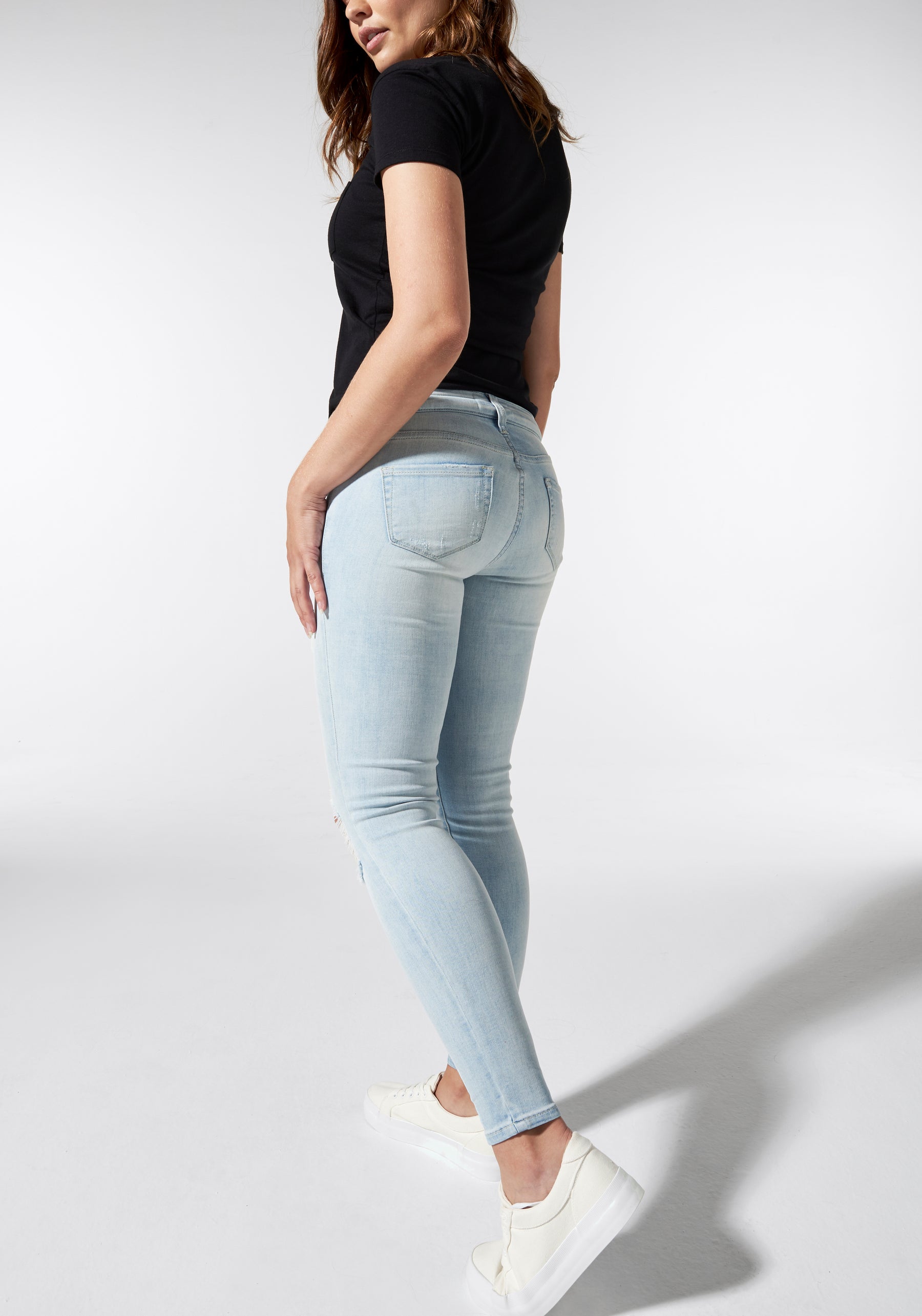 Women's Light Grey High Waist Slim Fit Stretchy Skinny – G-Line