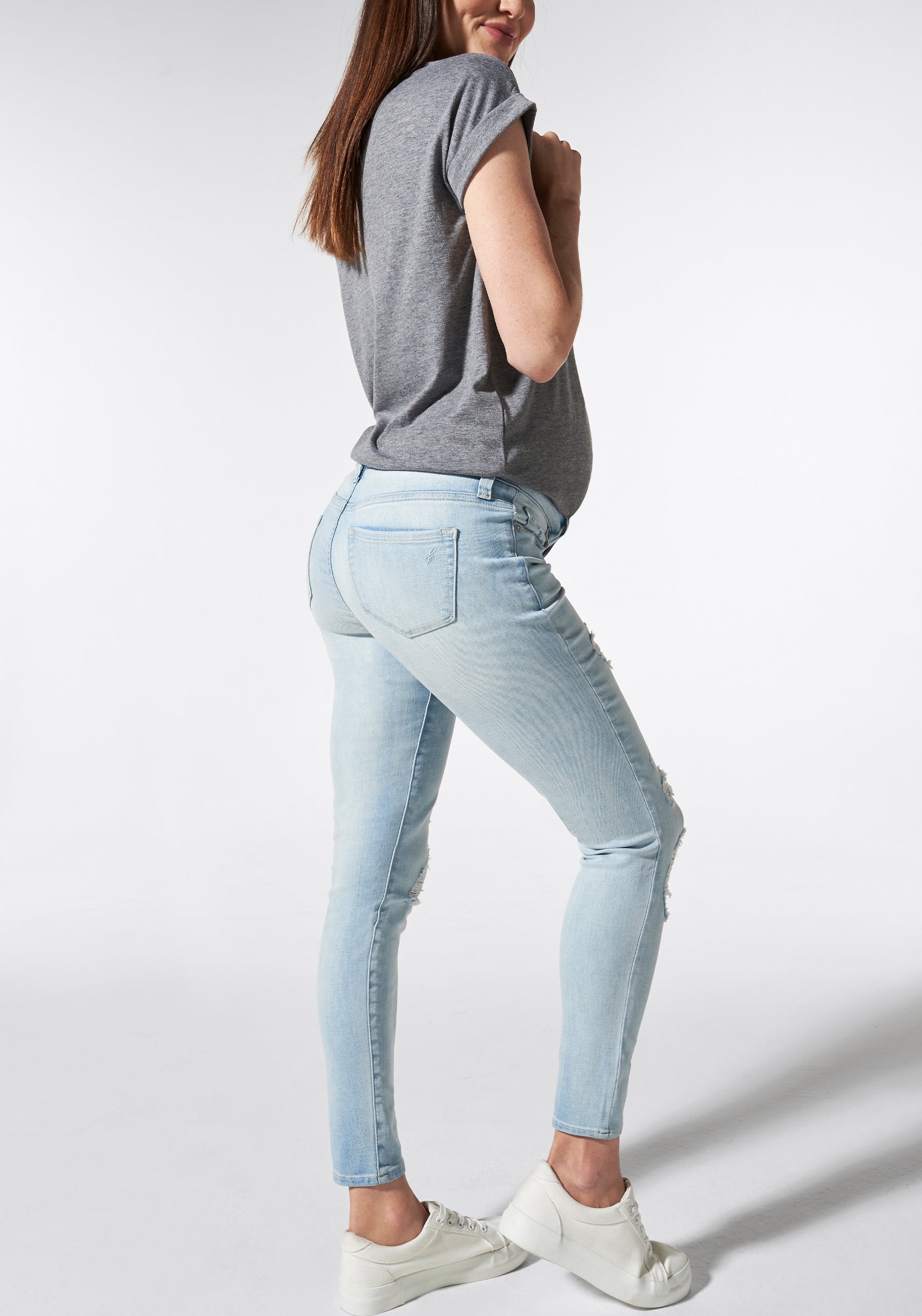 Slim Leg Jeans for Maternity, Bandless, Classic by ENVIE DE FRAISE - denim  blue, Maternity