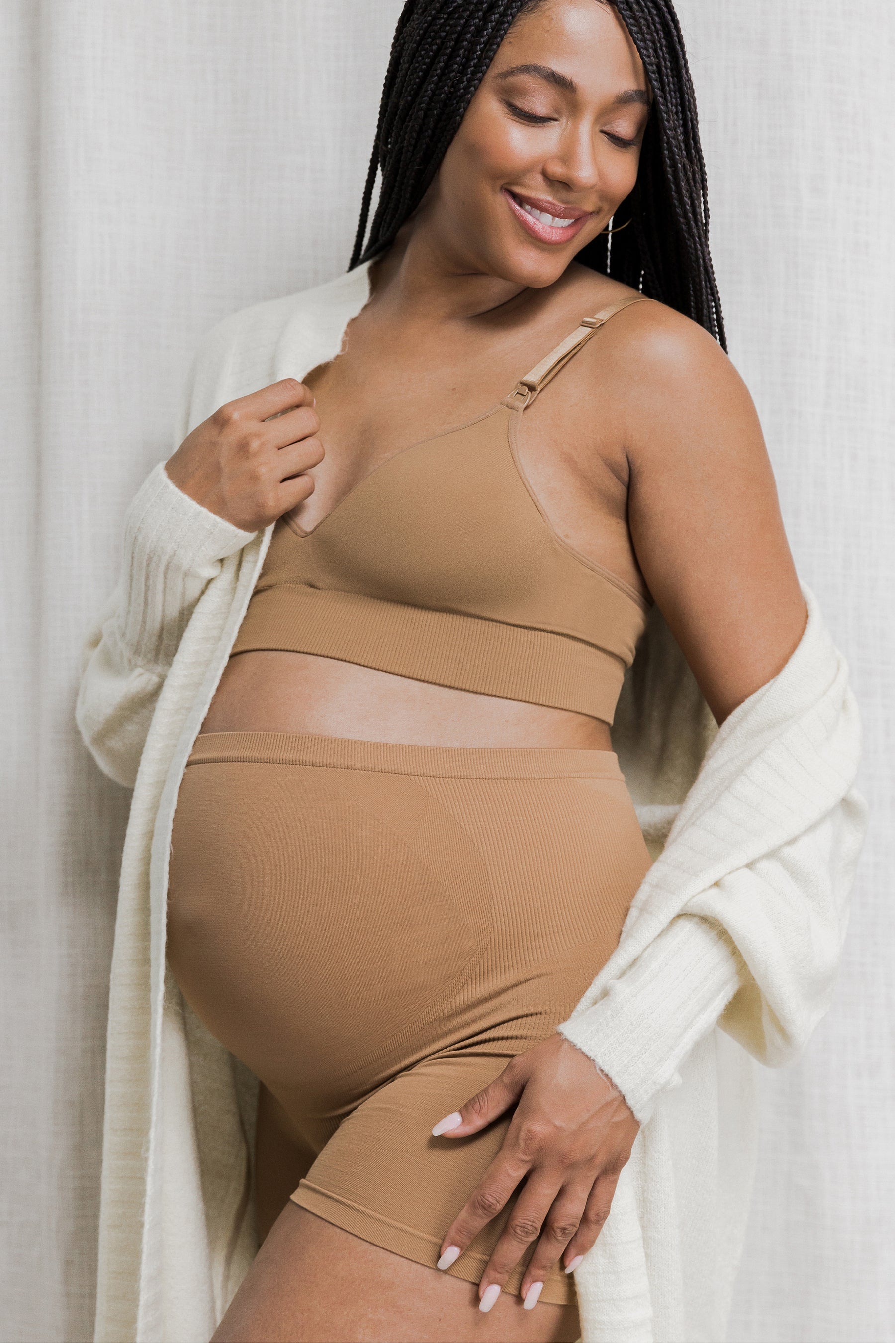 Plus Size Seamless Rib Knit Maternity And Nursing Bra - Nude, 2X |  Motherhood Maternity