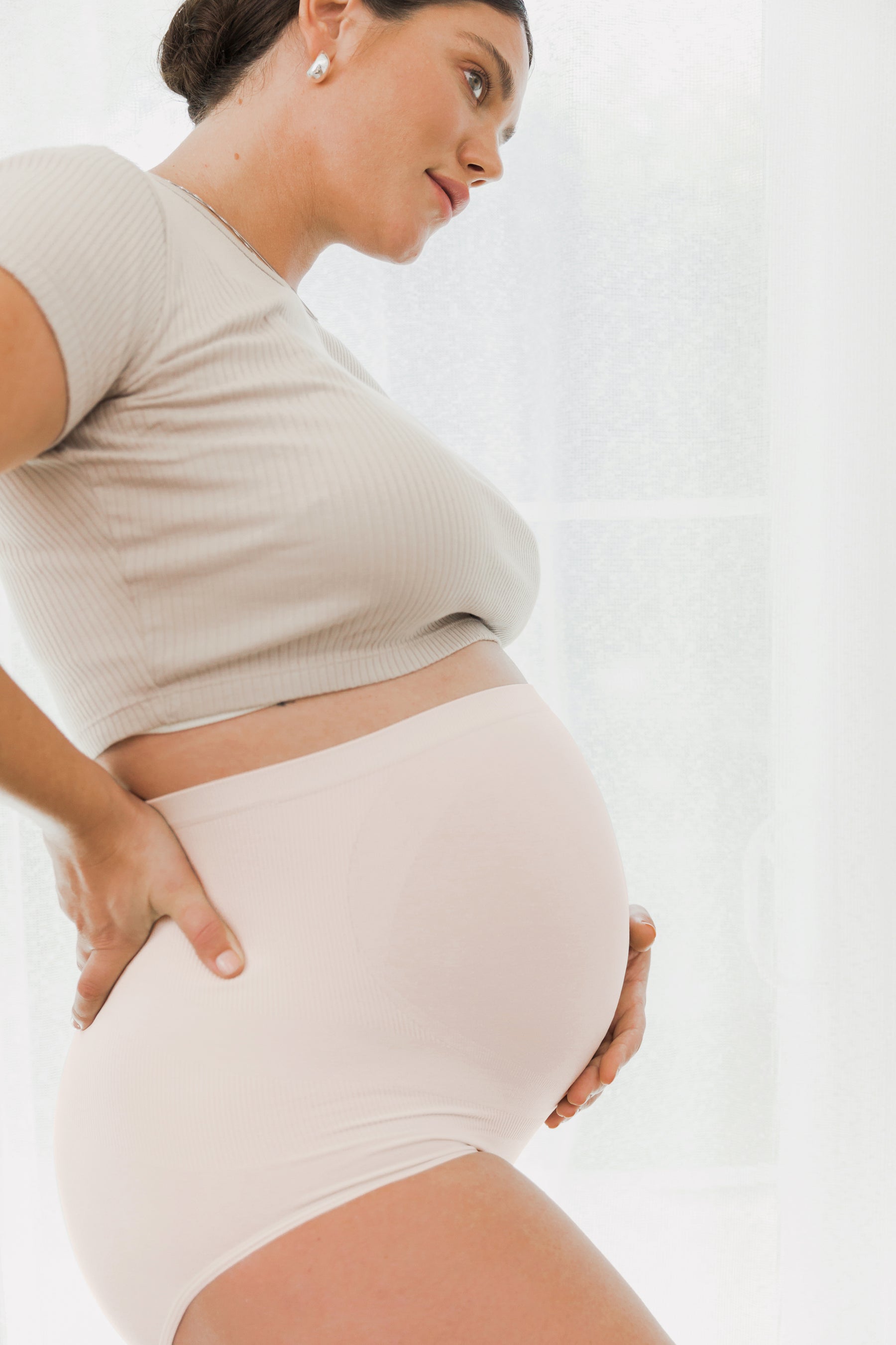 Maternity Plain Color Seamless Panties Belly Postpartum - Temu